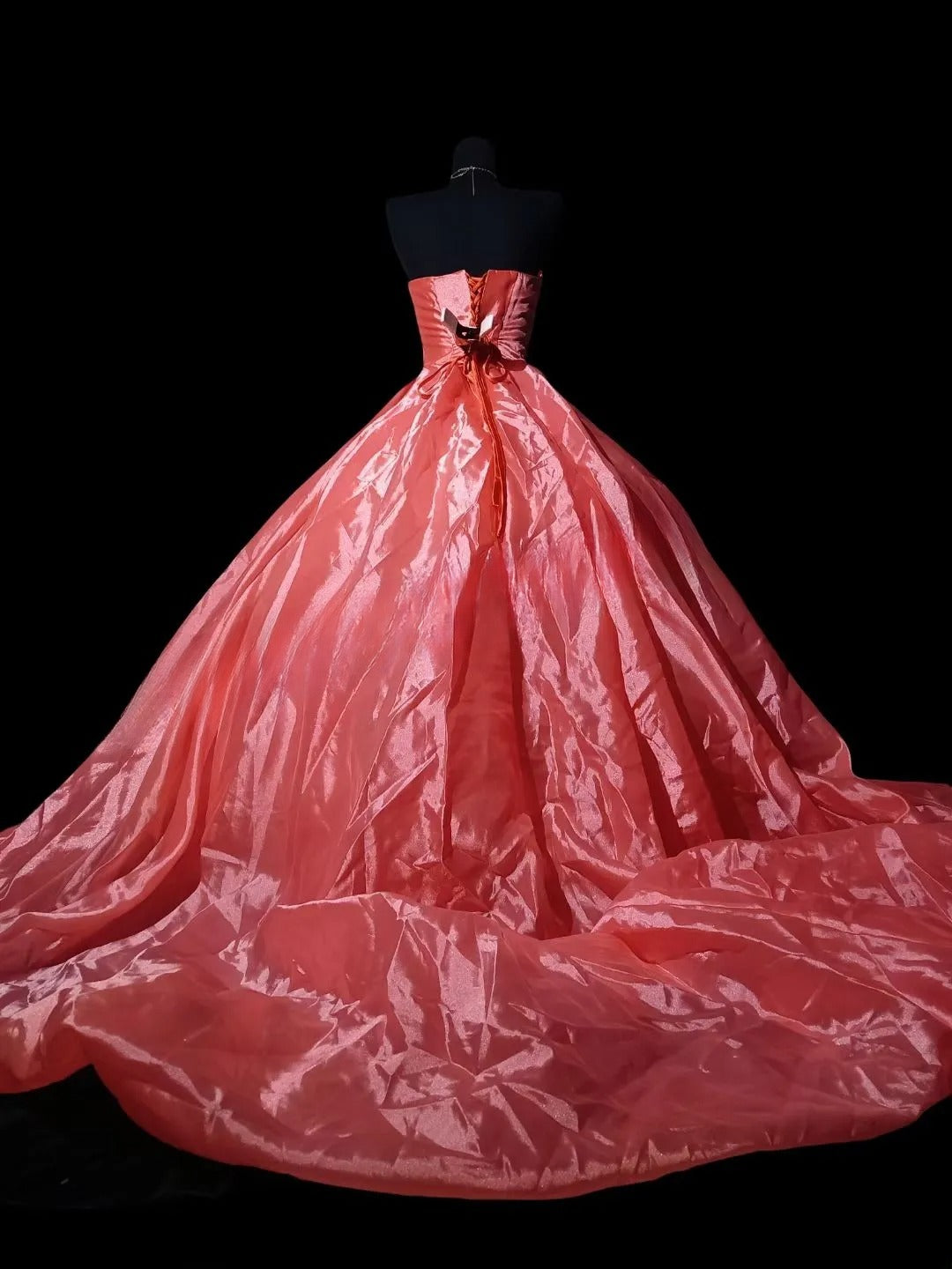 Beautiful Ball Gown Strapless Coral High Low With Appliqued Long Prom Dress Formal Dress Party Dresses RB7158