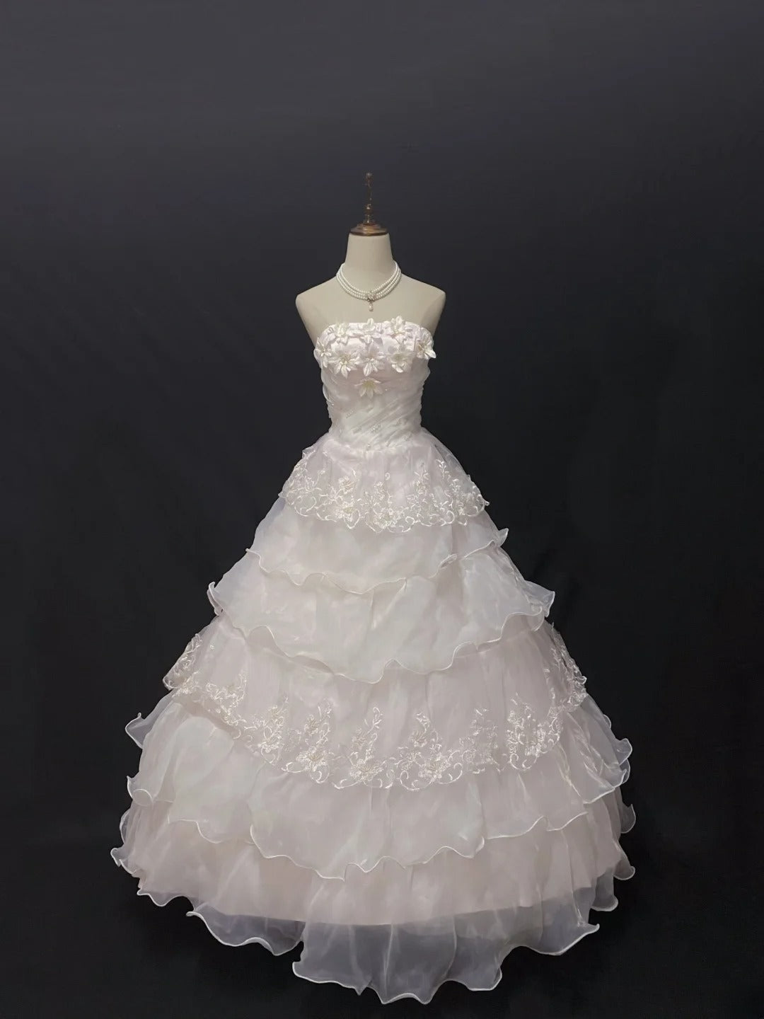 Fairytale Ball Gown Strapless Light Pink Tulle Long With Lace Quince Dress inspo Quinceanera Dresses Sweet 15 16 Outfits RB7838