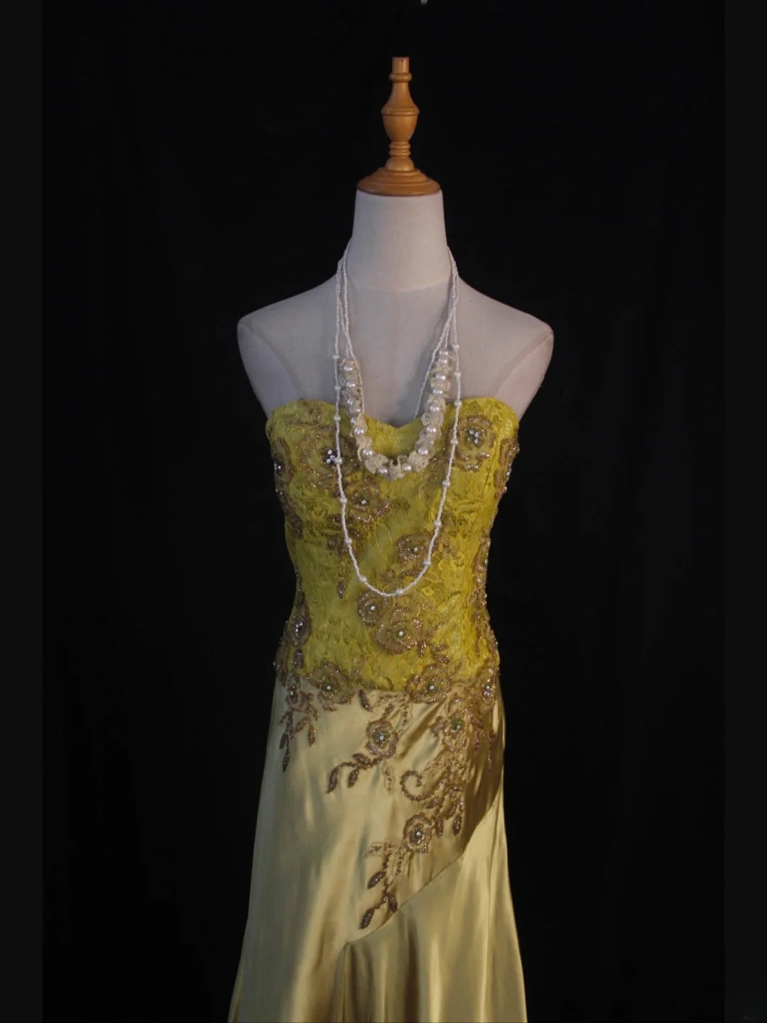 Retro 60er Jahre Meerjungfrauen-Abendkleid aus gelbem Chiffon mit Spitze und Perlen, langes Kleid, Inspiration für den 22. Geburtstag, formelles Abendkleid AS386