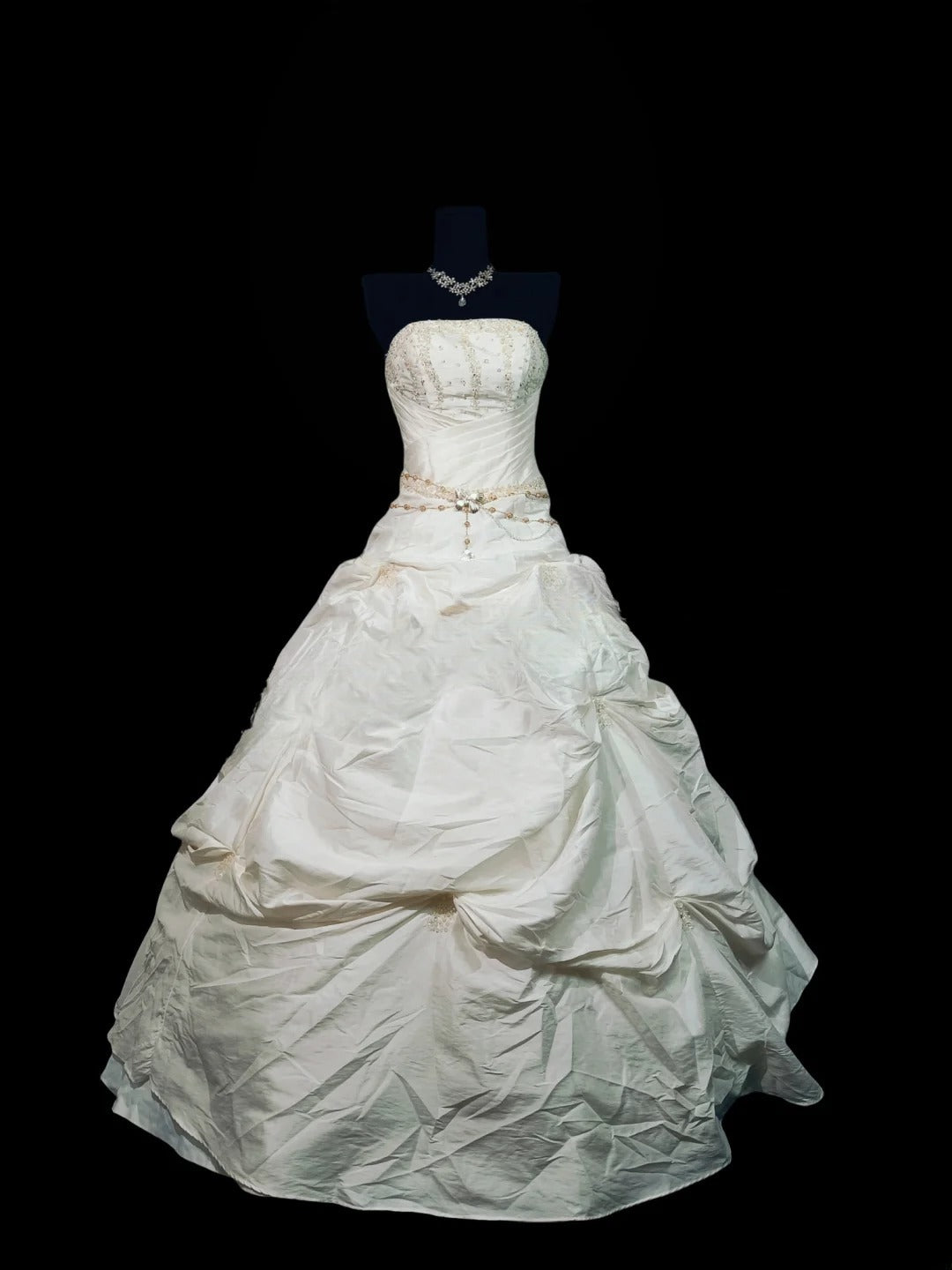 Vintage Ball Gown Strapless Taffeta 2000s With Beaded Long Autumn Winter Bridal Dress Wedding Dresses RB8802