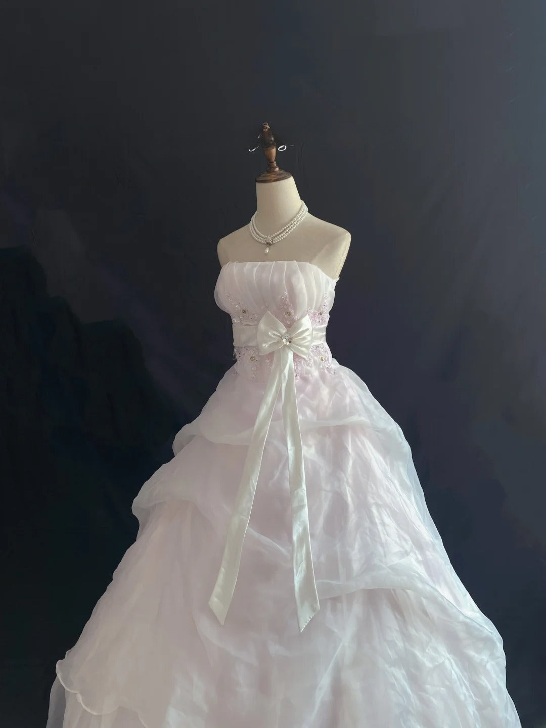 Fairytale Ball Gown Strapless Light Pink Long With Appliqued Quince Dress inspo Quinceanera Dresses Sweet 15 16 Outfits RB7842