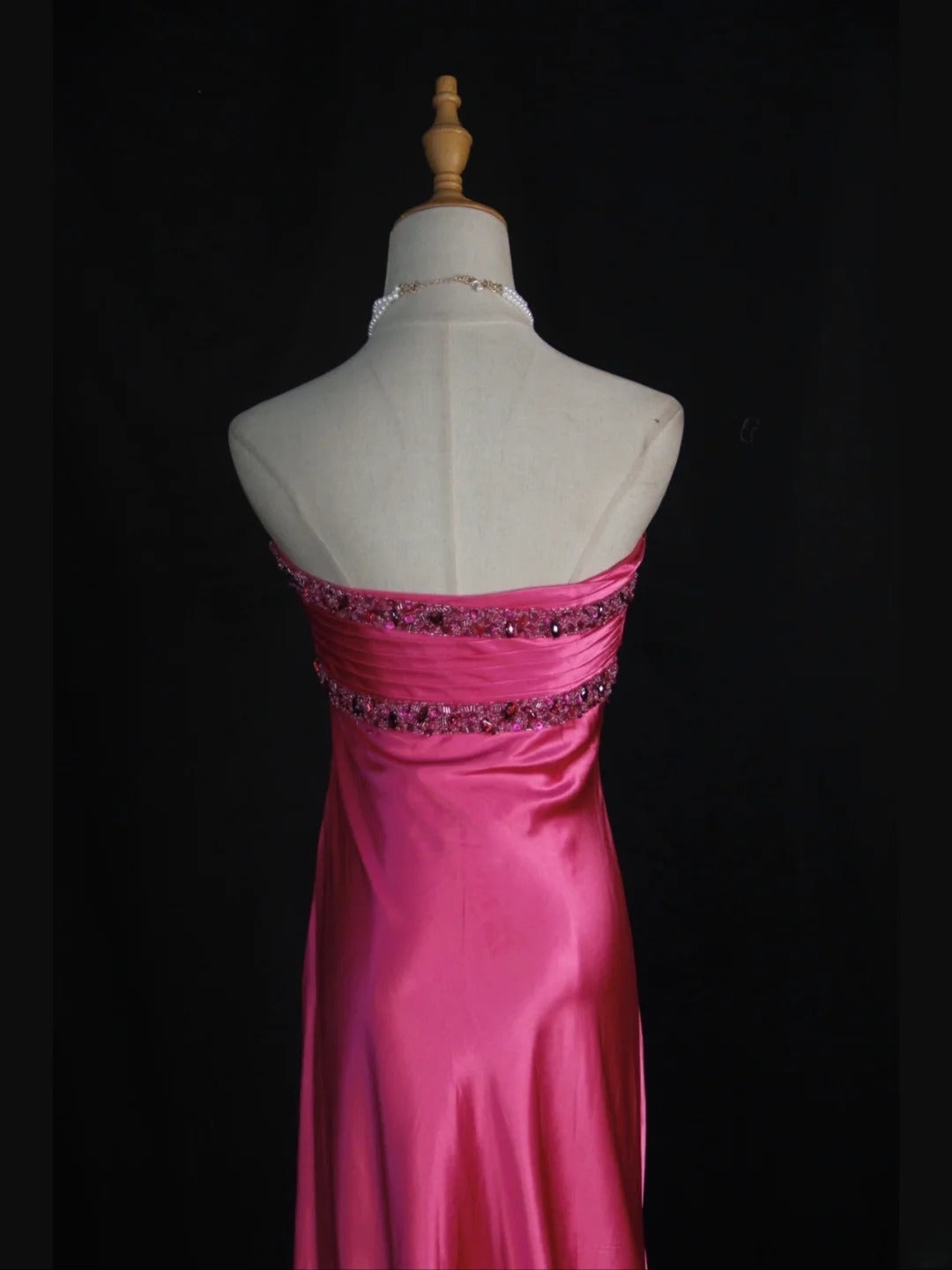 Retro-Abendkleid im Stil der 1950er Jahre: A-Linie, herzförmiger Ausschnitt, pinkfarben mit Perlen, langes Kleid, Inspiration für den 21. Geburtstag, formelles Abendkleid AS389