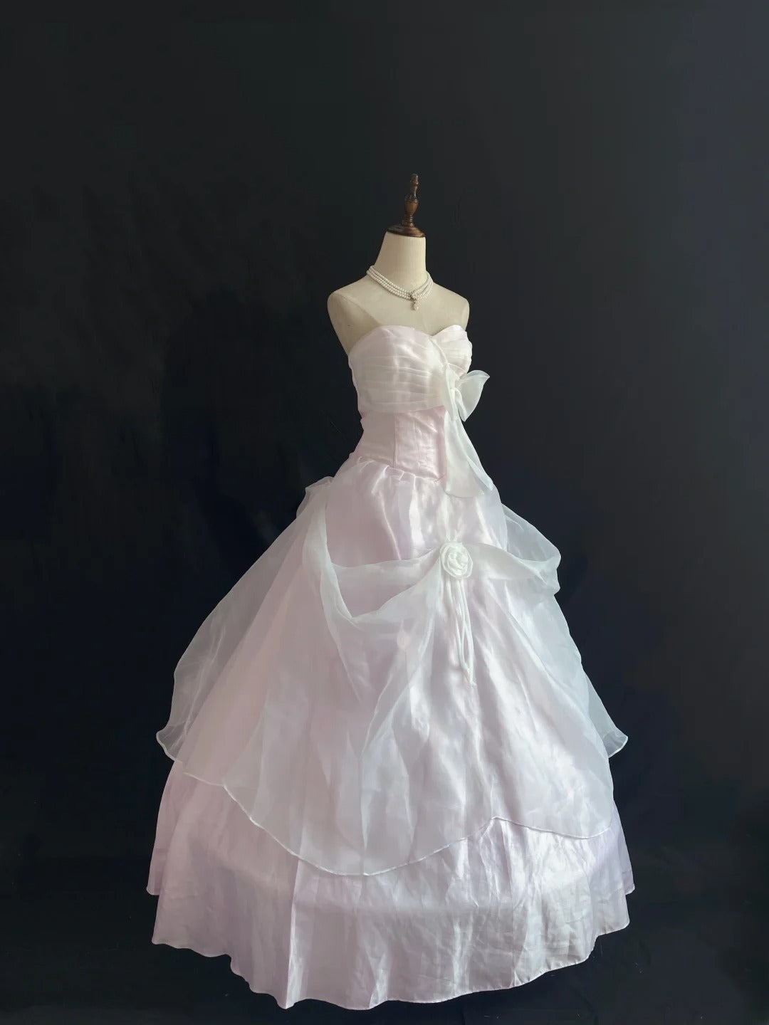 Fairytale Ball Gown Sweetheart Light Pink Long With Flowers Ruffled Quince Dress inspo Quinceanera Dresses Sweet 15 16 Outfits RB7843