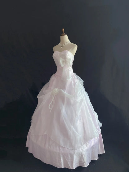 Fairytale Ball Gown Sweetheart Light Pink Long With Flowers Ruffled Quince Dress inspo Quinceanera Dresses Sweet 15 16 Outfits RB7843