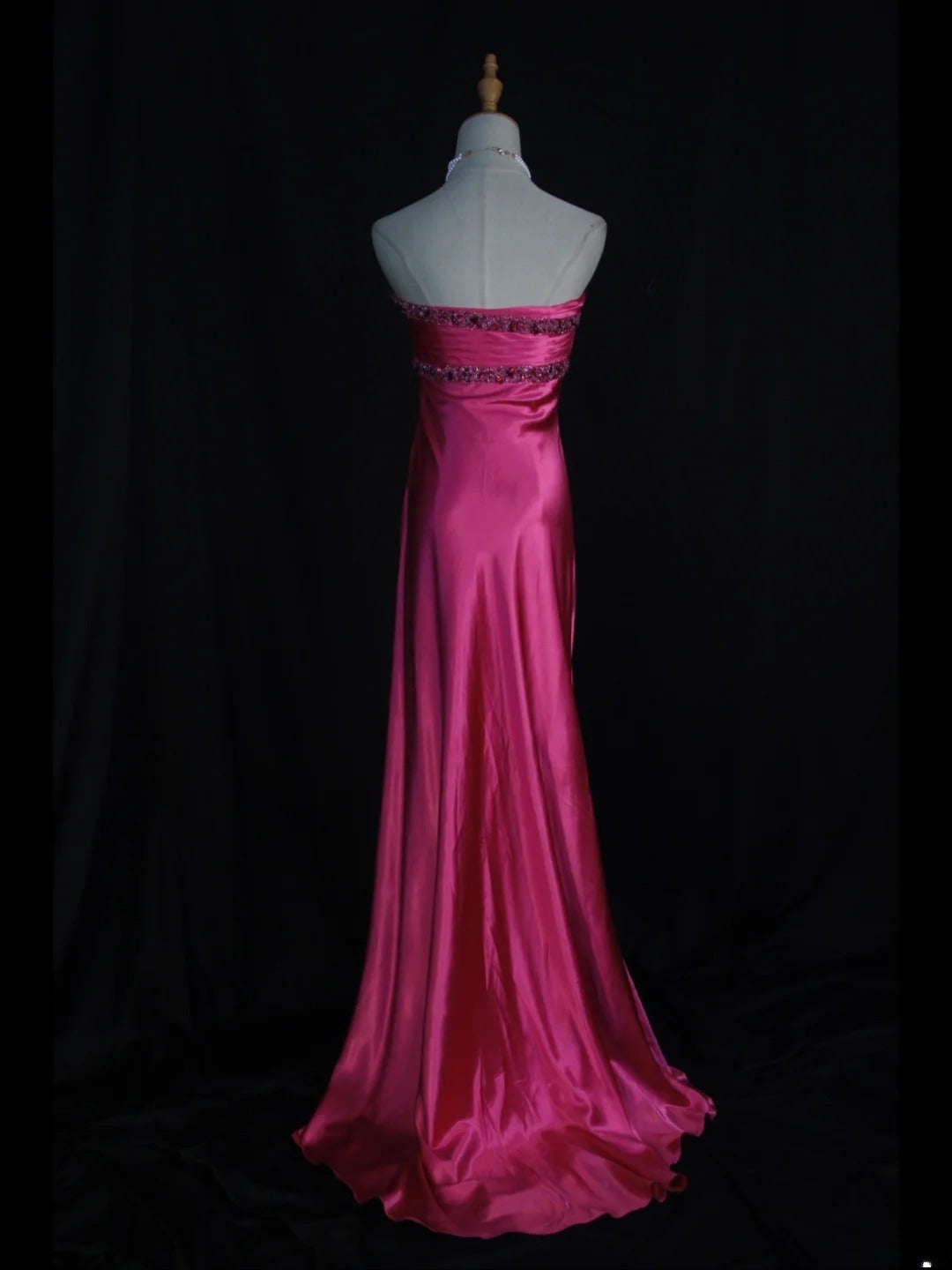 Retro-Abendkleid im Stil der 1950er Jahre: A-Linie, herzförmiger Ausschnitt, pinkfarben mit Perlen, langes Kleid, Inspiration für den 21. Geburtstag, formelles Abendkleid AS389