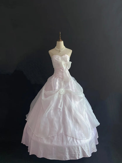 Fairytale Ball Gown Sweetheart Light Pink Long With Flowers Ruffled Quince Dress inspo Quinceanera Dresses Sweet 15 16 Outfits RB7843
