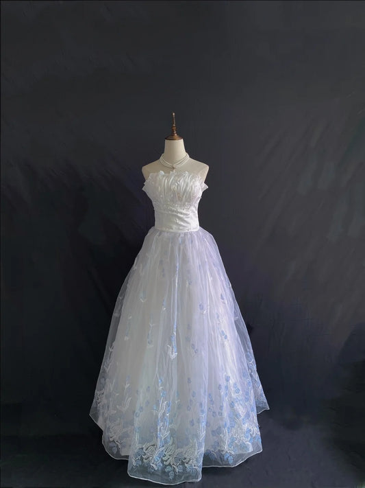 Cute Ball Gown Strapless Lilac Long With Lace Pearls Quince Dress inspo Quinceanera Dresses Sweet 15 16 Outfits RB7844
