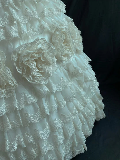 Princess Vibes Ball Gown Sweetheart Ivory Long With Lace Tiered Quince Dress inspo Quinceanera Dresses Sweet 15 16 Outfits RB7845