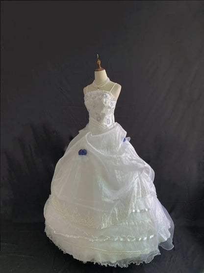 Princess Vibes Ball Gown Spaghetti Straps Ivory Long With Lace Tiered Quince Dress inspo Quinceanera Dresses Sweet 15 16 Outfits RB7846