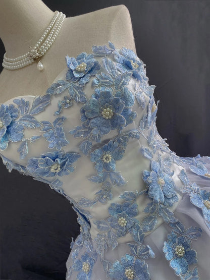 Princess Vibes Ball Gown Sweetheart Light Sky Blue Chiffon Long With Lace Quince Dress inspo Quinceanera Dresses Sweet 15 16 Outfits RB7848