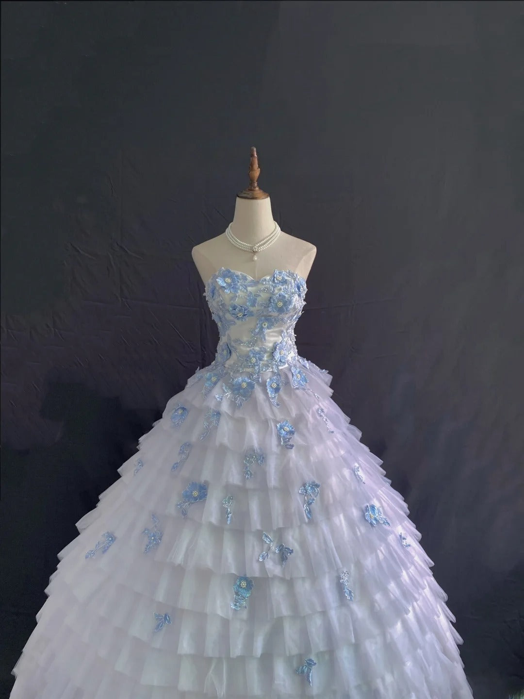 Princess Vibes Ball Gown Sweetheart Light Sky Blue Chiffon Long With Lace Quince Dress inspo Quinceanera Dresses Sweet 15 16 Outfits RB7848