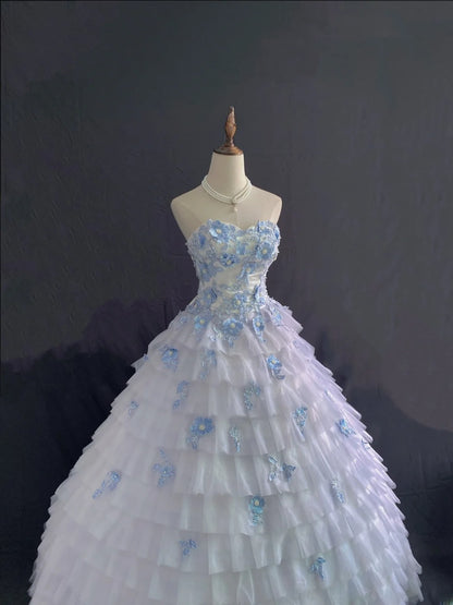 Princess Vibes Ball Gown Sweetheart Light Sky Blue Chiffon Long With Lace Quince Dress inspo Quinceanera Dresses Sweet 15 16 Outfits RB7848