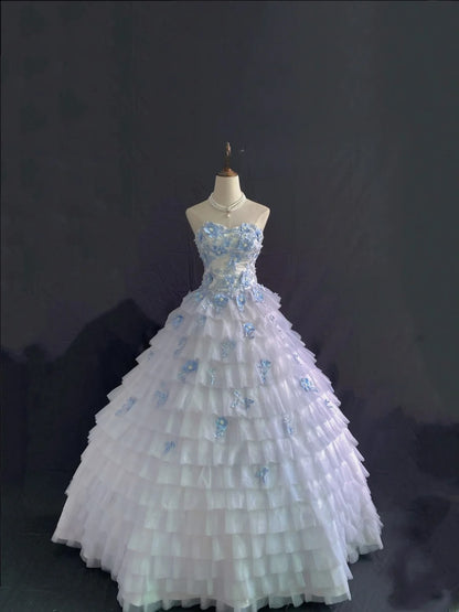 Princess Vibes Ball Gown Sweetheart Light Sky Blue Chiffon Long With Lace Quince Dress inspo Quinceanera Dresses Sweet 15 16 Outfits RB7848