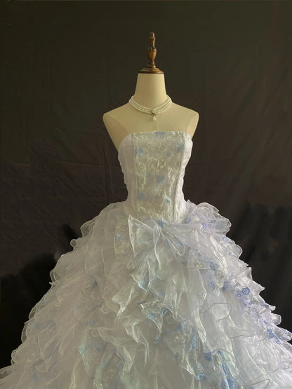 Princess Vibes Ball Gown Strapless Lilac Light Sky Blue Tulle Long With Tiered Quince Dress inspo Quinceanera Dresses Sweet 15 16 Outfits RB7849