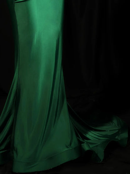 Vintage 2000s Prom Dresses Mermaid Spaghetti Strap Dark Green Long Party Formal Outfits RB6216