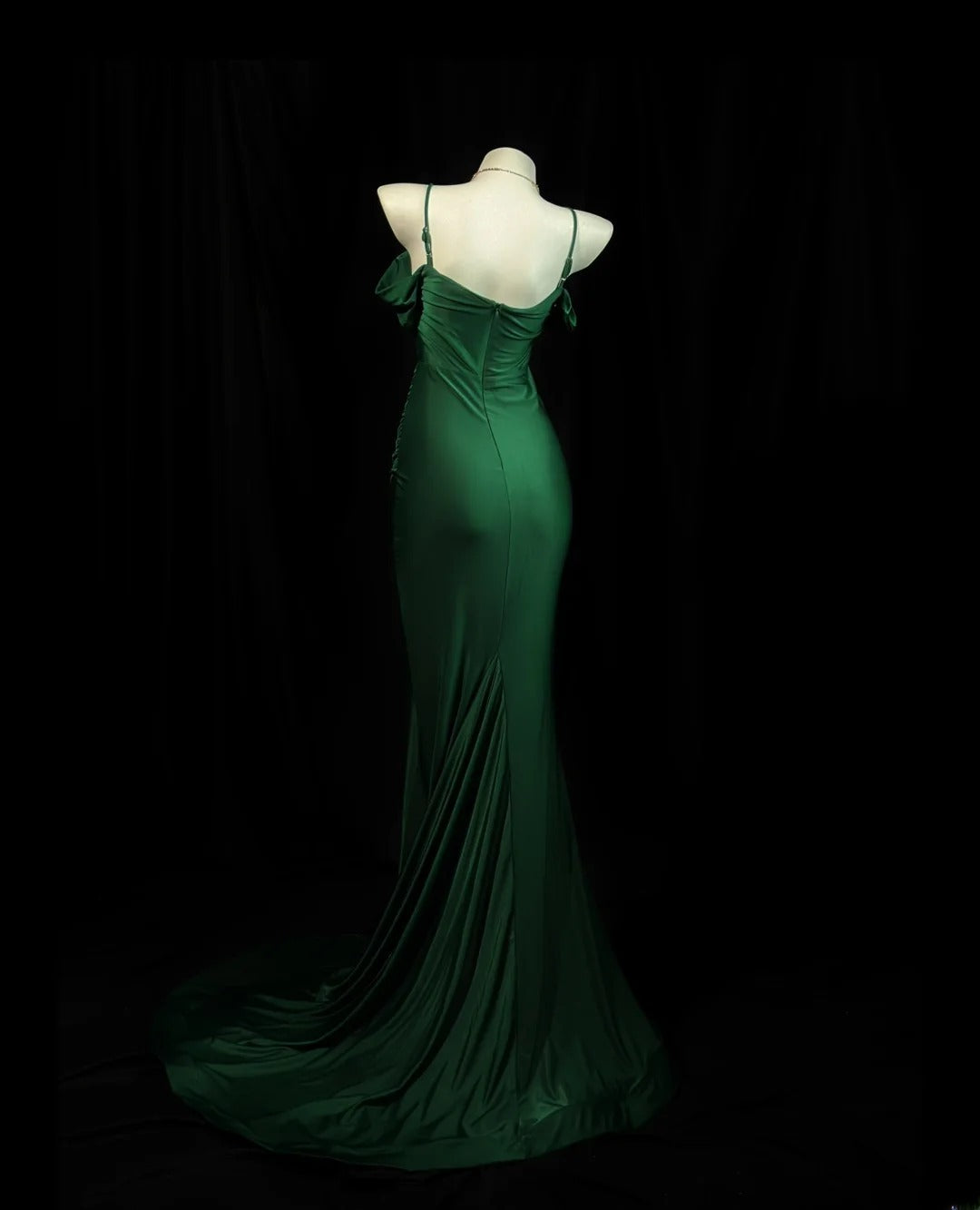 Vintage 2000s Prom Dresses Mermaid Spaghetti Strap Dark Green Long Party Formal Outfits RB6216