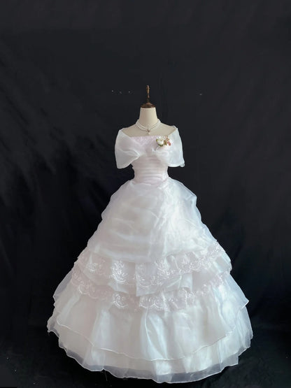 Princess Vibes Ball Gown Strapless Light Pearl Pink Organza Long With Tiered Quince Dress inspo Quinceanera Dresses Sweet 15 16 Outfits RB7851