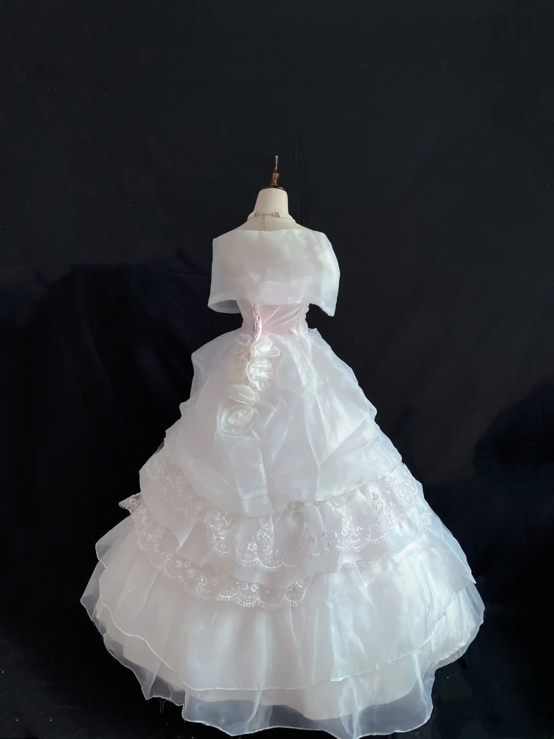 Princess Vibes Ball Gown Strapless Light Pearl Pink Organza Long With Tiered Quince Dress inspo Quinceanera Dresses Sweet 15 16 Outfits RB7851