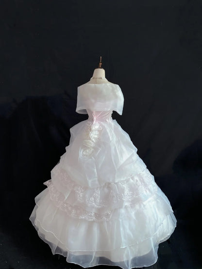 Princess Vibes Ball Gown Strapless Light Pearl Pink Organza Long With Tiered Quince Dress inspo Quinceanera Dresses Sweet 15 16 Outfits RB7851