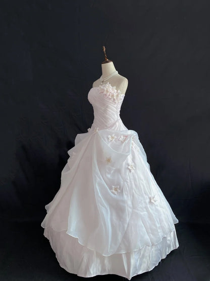 Princess Vibes Ball Gown Strapless Light Pearl Pink Long With Tiered Flowers Quince Dress inspo Quinceanera Dresses Sweet 15 16 Outfits RB7852