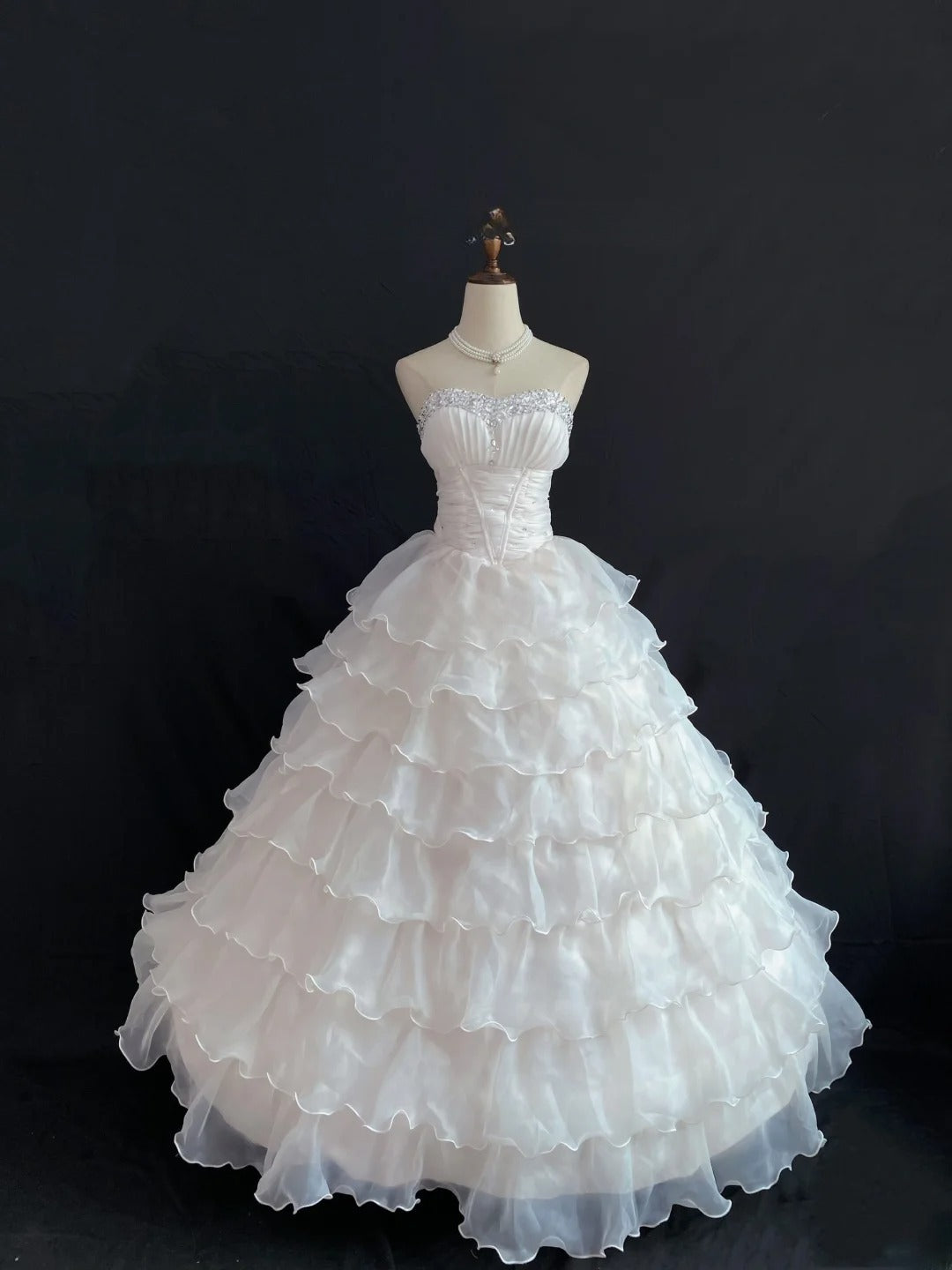 Princess Vibes Ball Gown Sweetheart White Long With Tiered Beading Quince Dress inspo Quinceanera Dresses Sweet 15 16 Outfits RB7853