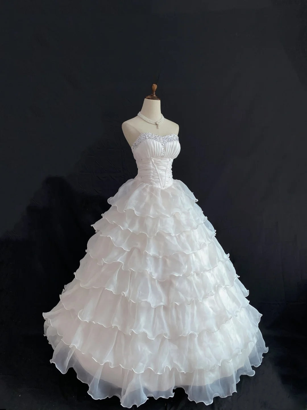 Princess Vibes Ball Gown Sweetheart White Long With Tiered Beading Quince Dress inspo Quinceanera Dresses Sweet 15 16 Outfits RB7853