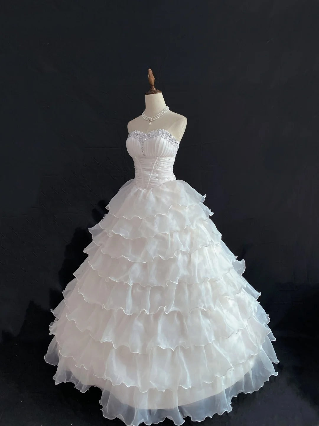 Princess Vibes Ball Gown Sweetheart White Long With Tiered Beading Quince Dress inspo Quinceanera Dresses Sweet 15 16 Outfits RB7853