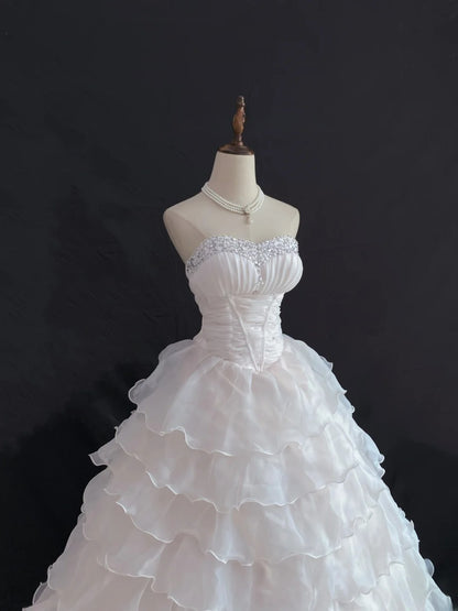Princess Vibes Ball Gown Sweetheart White Long With Tiered Beading Quince Dress inspo Quinceanera Dresses Sweet 15 16 Outfits RB7853