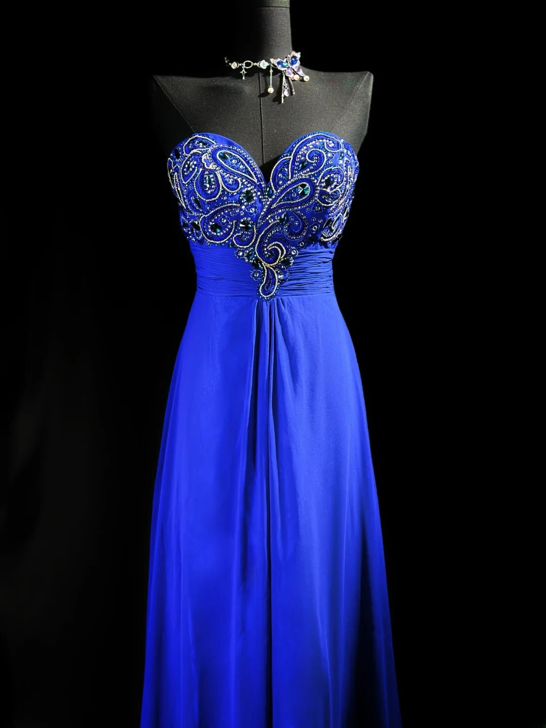 Classy Prom Dresses A Line Sweetheart Royal Blue Chiffon 1950s Retro Classy Party Formal Outfits RB6218