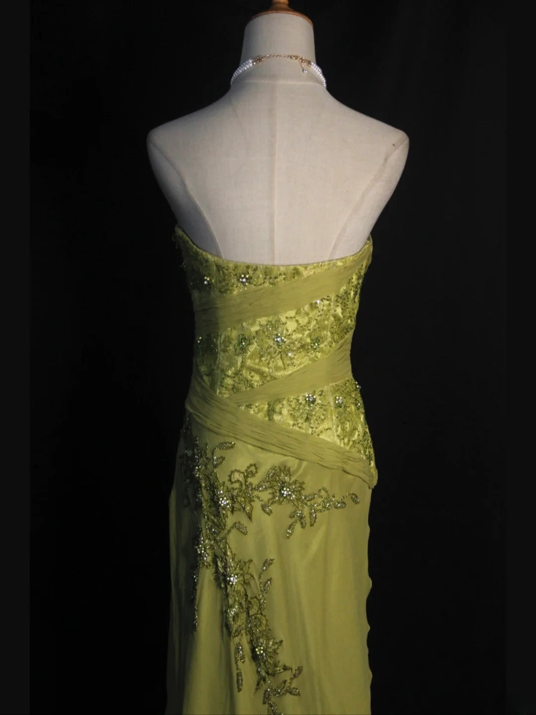 Vintage Meerjungfrauen-Kleid aus salbeigrünem Chiffon im Stil der 1950er Jahre mit herzförmigem Ausschnitt, Perlen und Spitzenoberteil, langes Ballkleid, Inspiration für Geburtstagsoutfits, Partykleid AS400