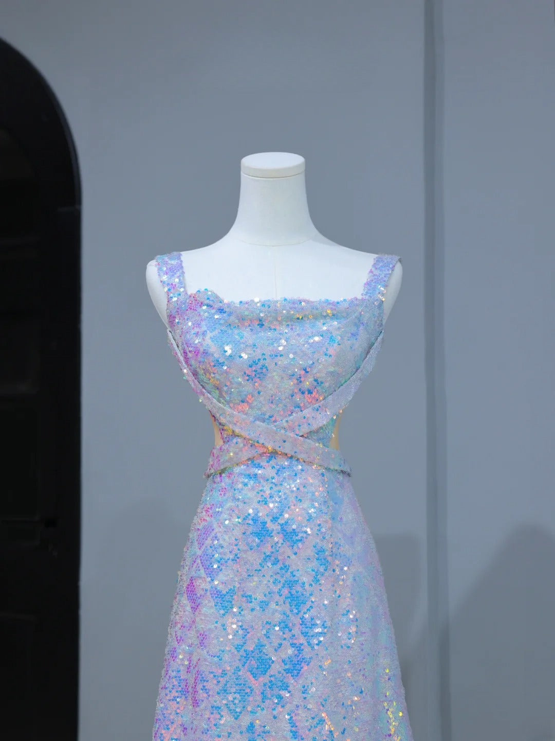 Robe de bal élégante et esthétique, coupe trapèze, col carré, sequins, longue, style inspirant, corset ajusté, robe de soirée longue et formelle AS400