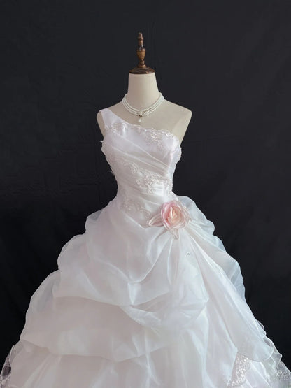Princess Vibes Ball Gown One Shoulder Light Pink Long With Tiered Layers Quince Dress inspo Quinceanera Dresses Sweet 15 16 Outfits RB7854