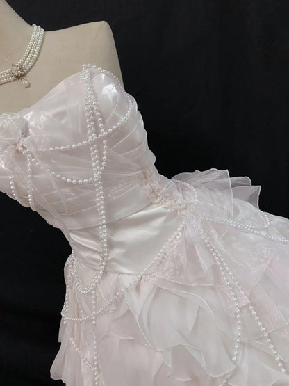 Princess Vibes Ball Gown Strrapless Light Pink Long With Tiered Layers Quince Dress inspo Quinceanera Dresses Sweet 15 16 Outfits RB7855