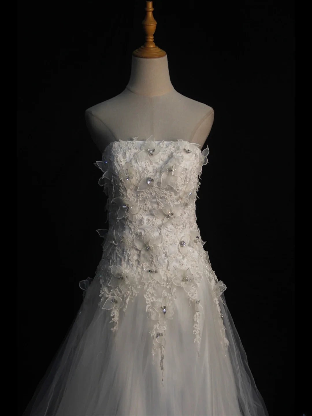 Robe de bal élégante pour femme, bustier, style vintage, en tulle et dentelle, avec traîne, modèle AS401