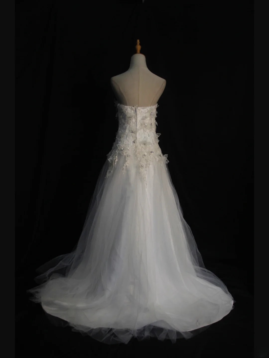 Robe de bal élégante pour femme, bustier, style vintage, en tulle et dentelle, avec traîne, modèle AS401