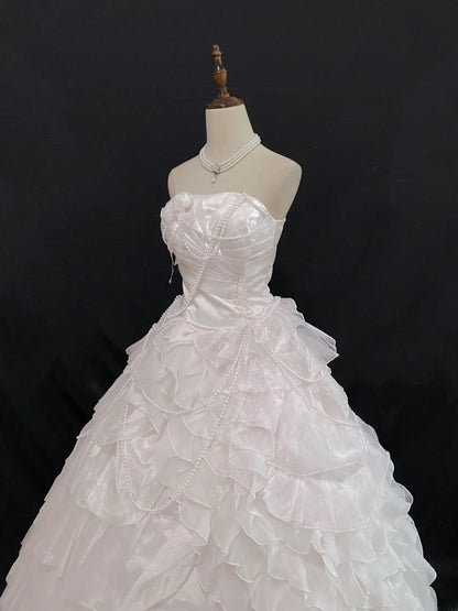 Princess Vibes Ball Gown Strrapless Light Pink Long With Tiered Layers Quince Dress inspo Quinceanera Dresses Sweet 15 16 Outfits RB7855