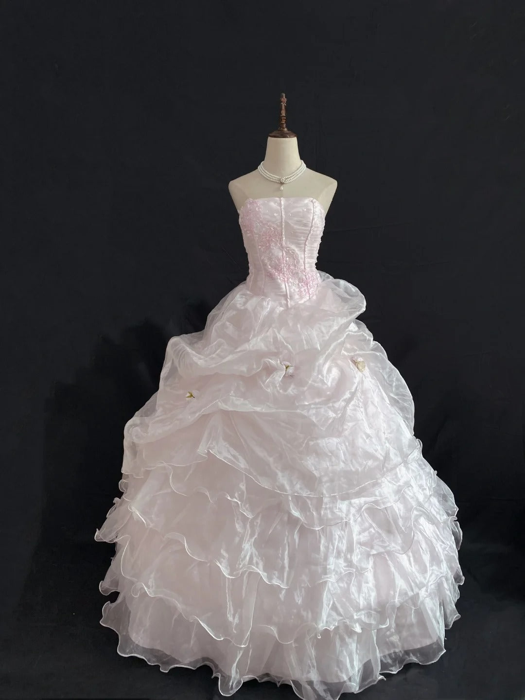 Princess Vibes Ball Gown Strapless Light Pink Long With Tiered Layers Quince Dress inspo Quinceanera Dresses Sweet 16 Outfit RB7856