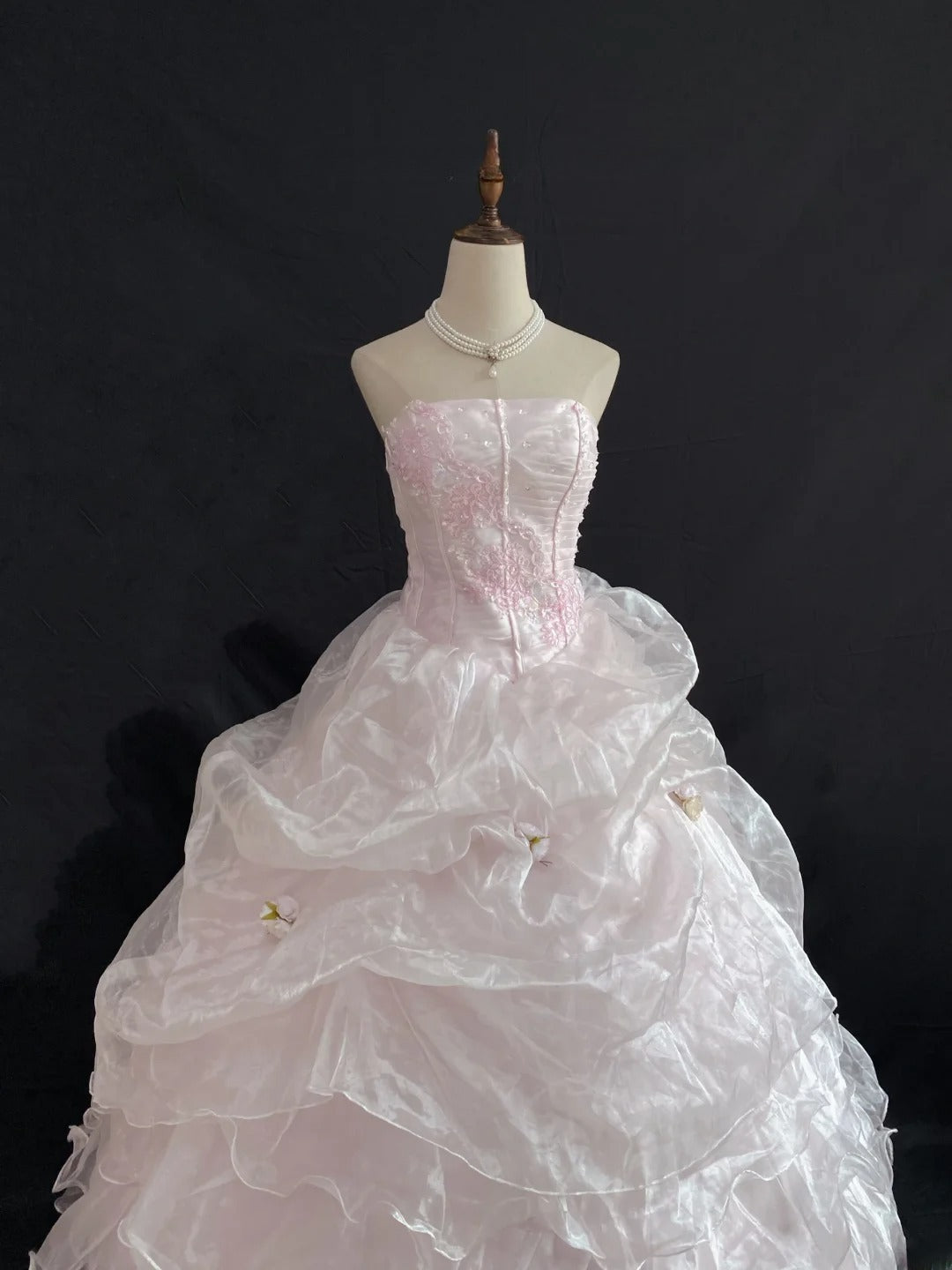 Princess Vibes Ball Gown Strapless Light Pink Long With Tiered Layers Quince Dress inspo Quinceanera Dresses Sweet 16 Outfit RB7856