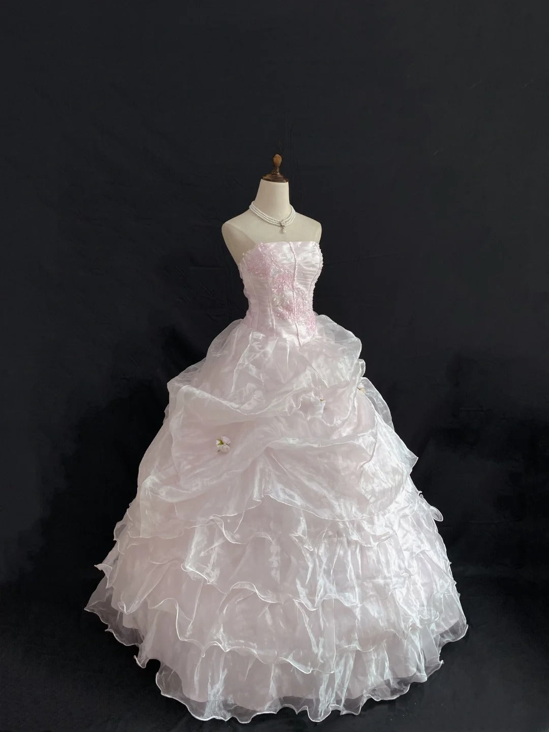 Princess Vibes Ball Gown Strapless Light Pink Long With Tiered Layers Quince Dress inspo Quinceanera Dresses Sweet 16 Outfit RB7856
