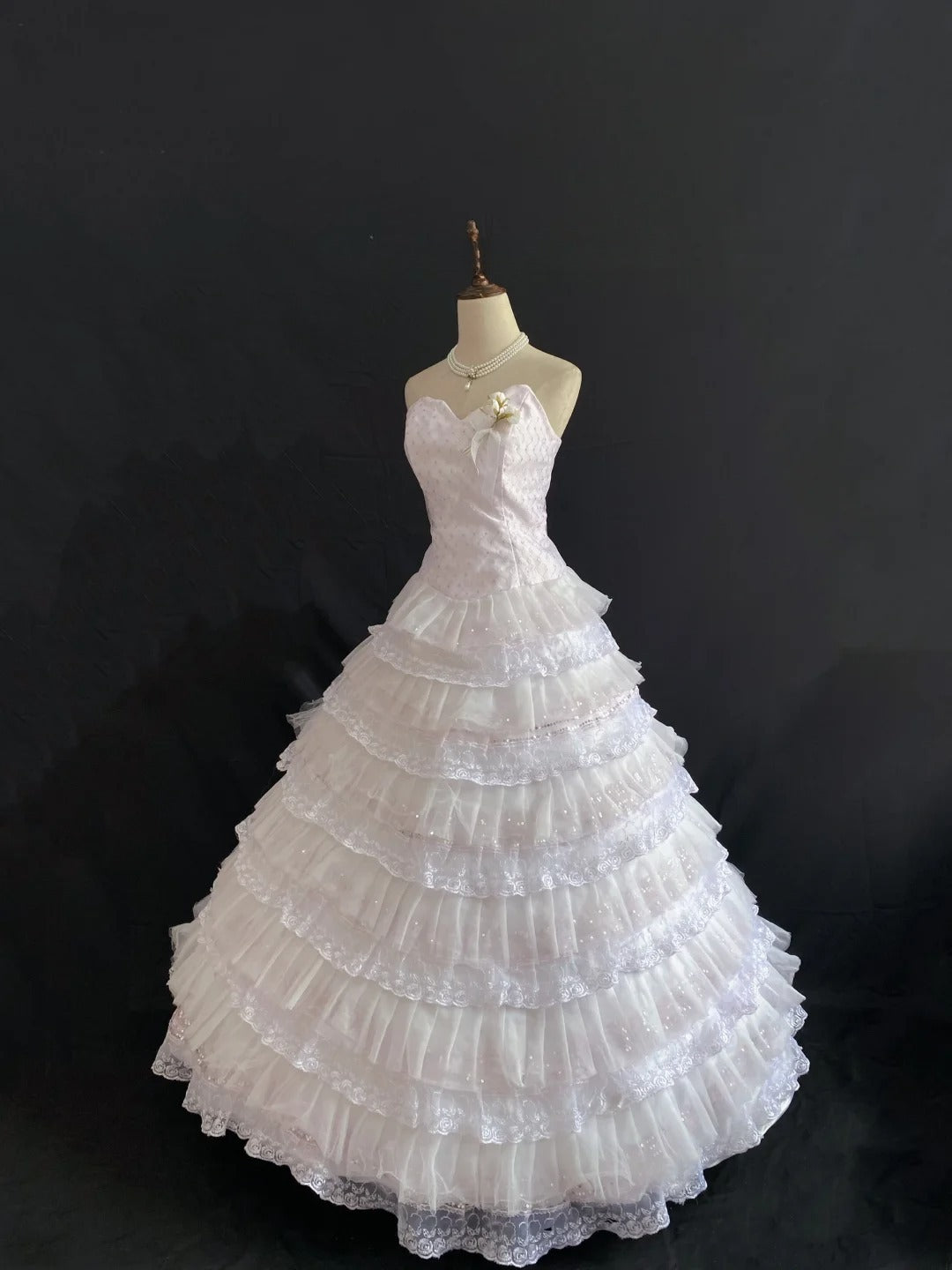 Princess Vibes Ball Gown Sweetheart Light Pink Long With Tiered Layers Lace Quince Dress inspo Quinceanera Dresses Sweet 16 Outfit RB7857