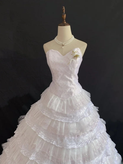 Princess Vibes Ball Gown Sweetheart Light Pink Long With Tiered Layers Lace Quince Dress inspo Quinceanera Dresses Sweet 16 Outfit RB7857