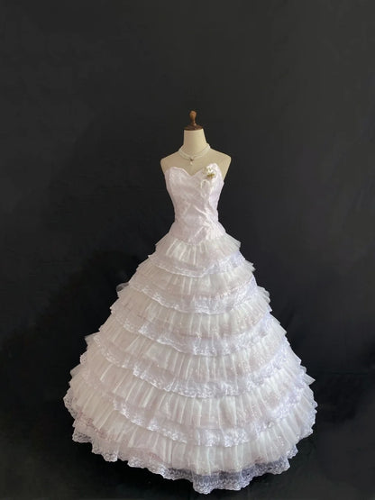 Princess Vibes Ball Gown Sweetheart Light Pink Long With Tiered Layers Lace Quince Dress inspo Quinceanera Dresses Sweet 16 Outfit RB7857