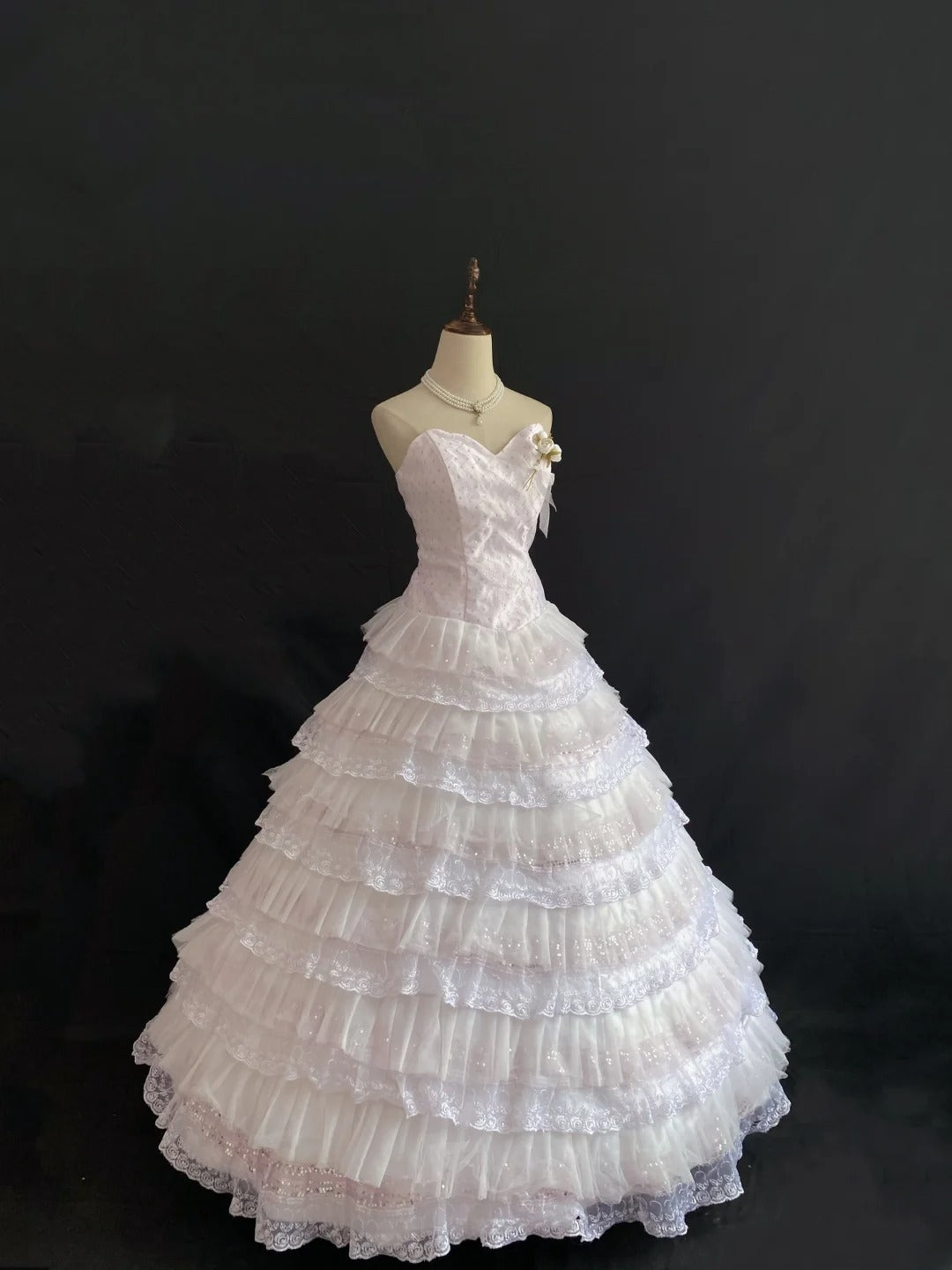 Princess Vibes Ball Gown Sweetheart Light Pink Long With Tiered Layers Lace Quince Dress inspo Quinceanera Dresses Sweet 16 Outfit RB7857