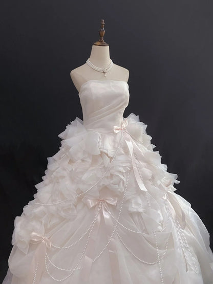 Princess Vibes Ball Gown Strapless Light Pink Long With Tiered Layers Quince Dress inspo Quinceanera Dresses Sweet 16 Outfit RB7858