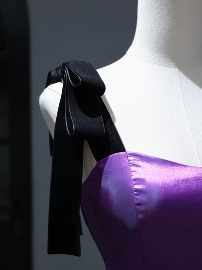 Robe de bal violette en satin, neuve, à volants, pour quinceañera, style simple et sexy, idéale pour un anniversaire de 16 ans (AS404)