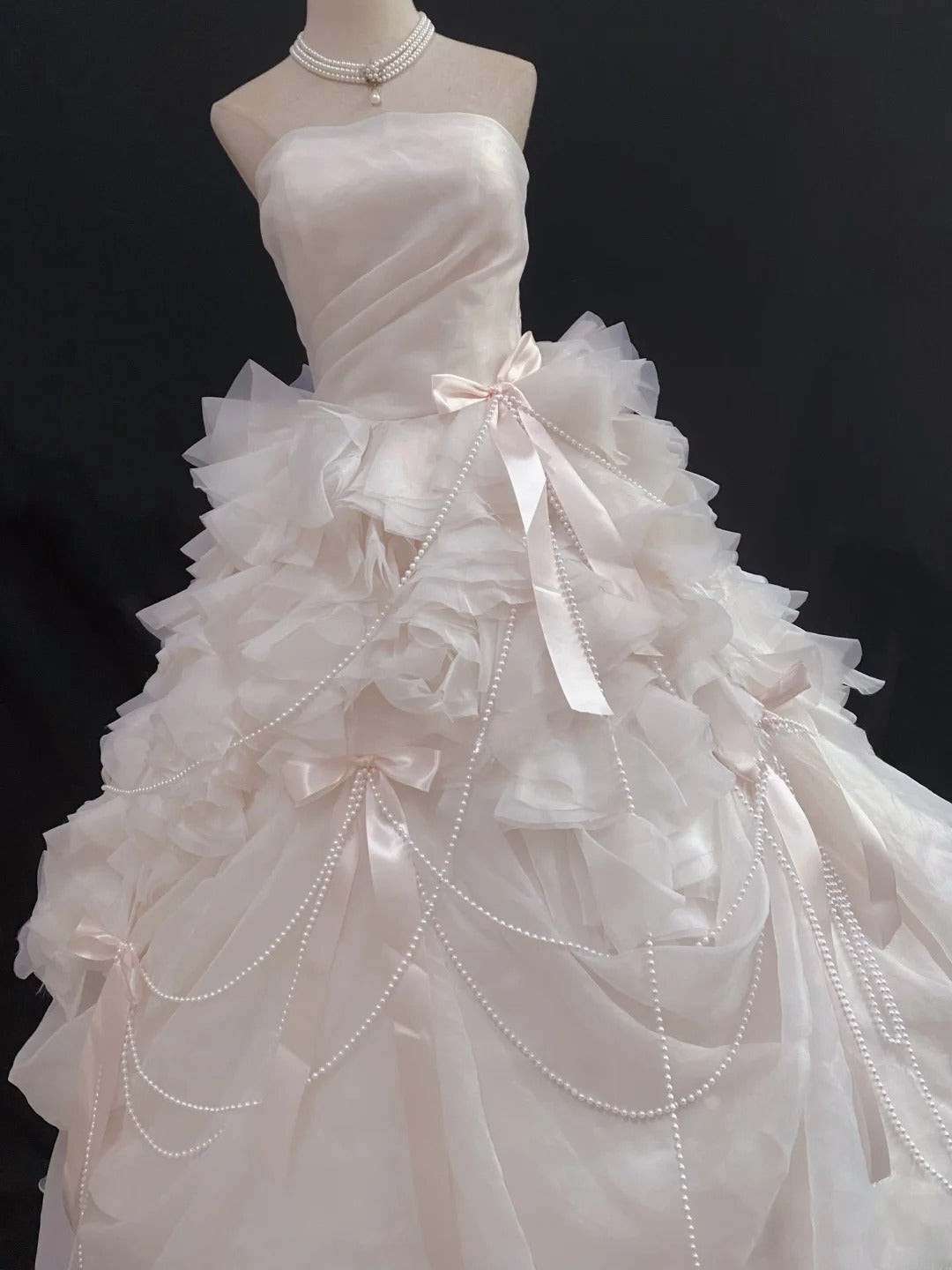 Princess Vibes Ball Gown Strapless Light Pink Long With Tiered Layers Quince Dress inspo Quinceanera Dresses Sweet 16 Outfit RB7858