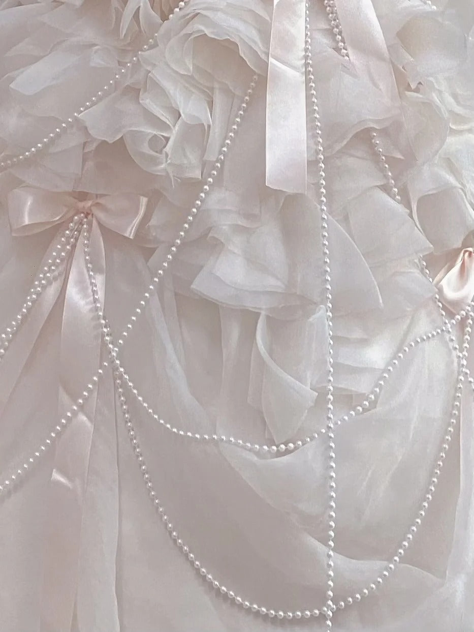 Princess Vibes Ball Gown Strapless Light Pink Long With Tiered Layers Quince Dress inspo Quinceanera Dresses Sweet 16 Outfit RB7858