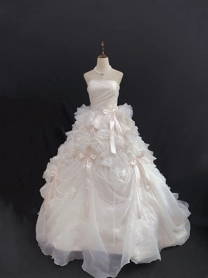 Princess Vibes Ball Gown Strapless Light Pink Long With Tiered Layers Quince Dress inspo Quinceanera Dresses Sweet 16 Outfit RB7858