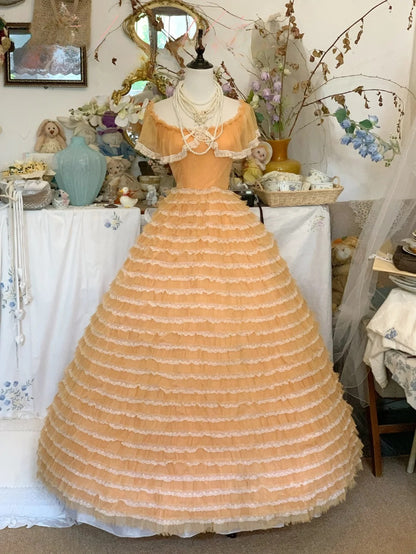 Orange Tulle Sweet 16 Dress Ballgown Sweet Sixteen Dress With Flowers RB9418