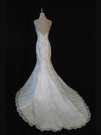 Robe de mariée sirène élégante en tulle transparent blanc vintage à bustier cœur et traîne balayée pour femme AS406